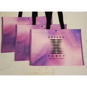 Savage X Fenty Reusable Tote Bag Set of 3 Purple Tie Dye Shopping Bags Rihanna